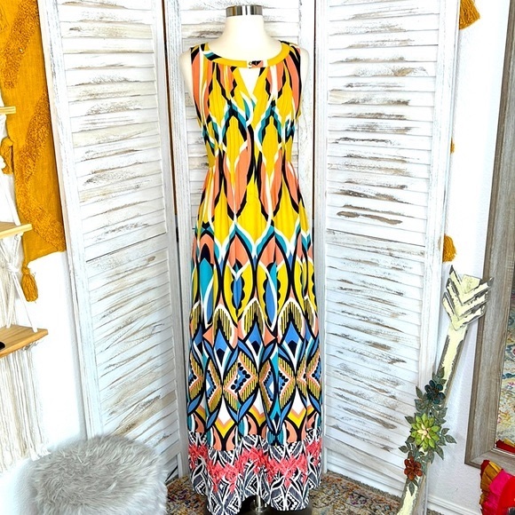 ANTHROPOLOGIE l Floreat Dahlia Key Hole Sleeveless Maxi Dress Size 6 - Picture 3 of 11